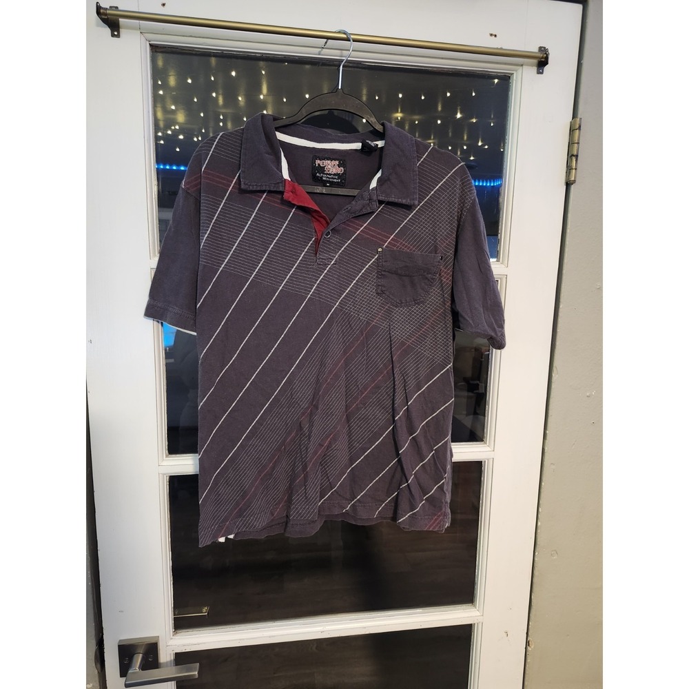 Point Zero Men's Size M Grunge Skater Pocket Polo Vintage Style EUC